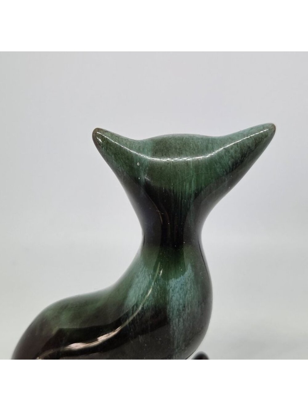 Blue Mountain Pottery 2.75" Fox Mid Century Figurine Art Retro Green Deip Glaze - Picture 4 of 13